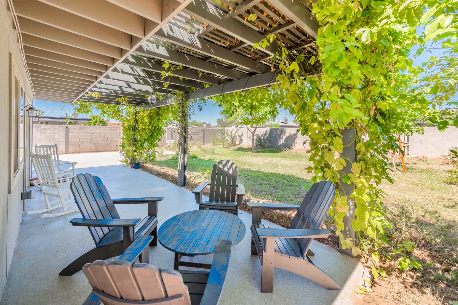 Shaded patio seating
