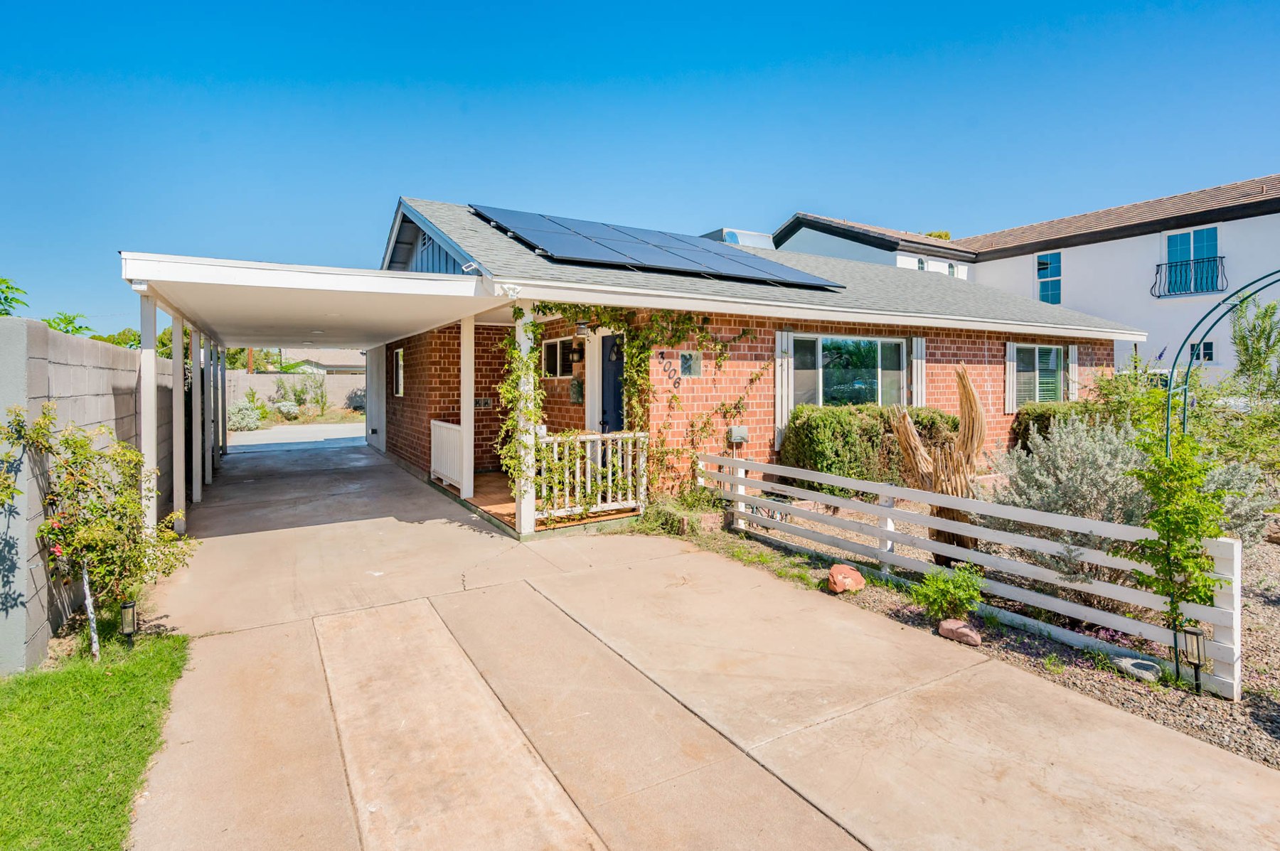 Driveway and covered carport
